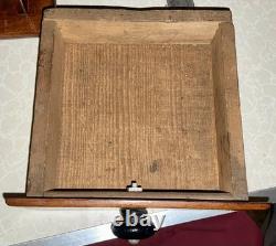 Antique Coffee Mill Grinder Cast Iron Grinder Wood Base & Drawer
