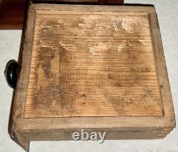 Antique Coffee Mill Grinder Cast Iron Grinder Wood Base & Drawer