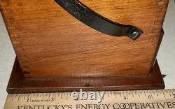 Antique Coffee Mill Grinder Cast Iron Grinder Wood Base & Drawer