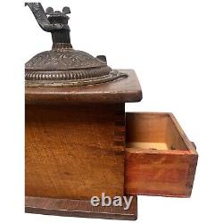 Antique Coffee Mill Grinder Imperial Arcade Manufacturing Wood Cast Iron 7 x 11