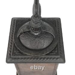 Antique Coffee Mill Grinder Wood & Cast Iron
