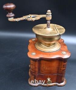 Antique Coffee Mill, grinder In Cherry Wood, Early 19th Century