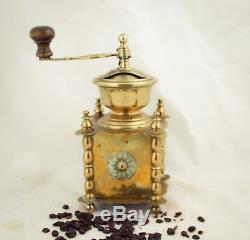 Antique Coffee grinder solid Brass Mill Moulin Molinillo Cafe Kaffeemuehle