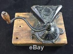 Antique Country Store Wall Mount Coffee Grinder with Cast Iron Mill