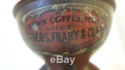 Antique Crown Coffee Grinder Landers Frary Clark Label Red Gold Paint Complete