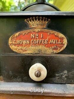 Antique Crown Coffee Mill No. 1 Coffee Grinder Metal Vintage Black Mill
