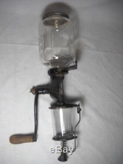 Antique Crystal Arcade #4 Wall Mount Coffee Grinder with Original Catch Cup