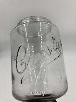 Antique Crystal Arcade Coffee Grinder Mill Cast Iron Metal Glass Jar Primitive