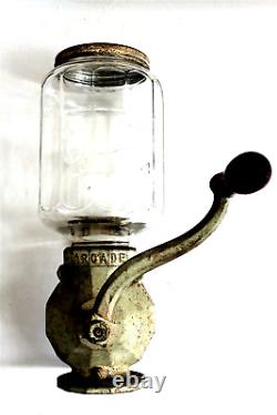 Antique Crystal Arcade Coffee Grinder with No. 4 Embossed Jar