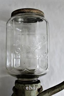 Antique Crystal Arcade Coffee Grinder with No. 4 Embossed Jar