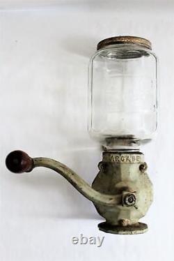 Antique Crystal Arcade Coffee Grinder with No. 4 Embossed Jar