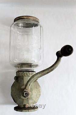 Antique Crystal Arcade Coffee Grinder with No. 4 Embossed Jar