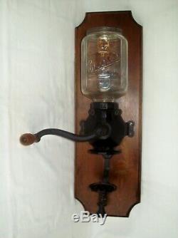 Antique Crystal Arcade No 4 Cast Iron Coffee Grinder Wall Mount Hand Crank Unit