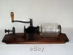 Antique Crystal Arcade No 4 Cast Iron Coffee Grinder Wall Mount Hand Crank Unit