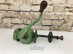 Antique Crystal Arcade No. 4 hand crank coffee grinder RARE original GREEN Catch