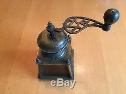 Antique Cylindrical Brass Coffee Grinder Mill