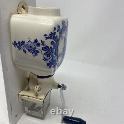 Antique De Ve Blue Delft Windmill Wall Mount Coffee Grinder, Untested