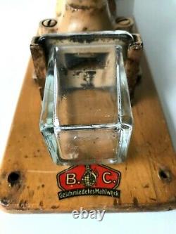 Antique Dutch B. C. Wall Mount Coffee Grinder Porcelaine Wood Metal Glass Koffie