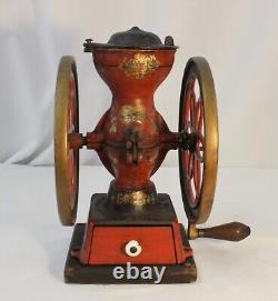 Antique ENTERPRISE MFG CO of Philadelphia Cast Iron, Double Wheel COFFEE GRINDER