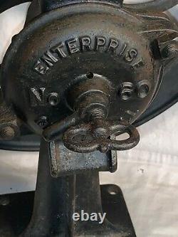 Antique ENTERPRISE Mfg Co # 60 GRIST MILL Coffee Wheat Corn Grain GRINDER 23403