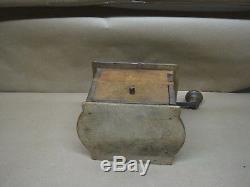 Antique Early Primitive Coffee Grinder Wood/Brass/ Iron 8 1/2 High
