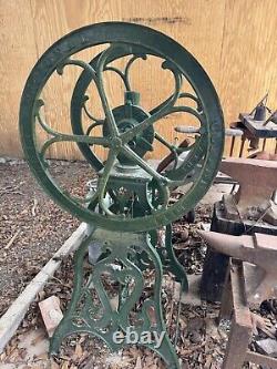 Antique Elgin National Coffee Mill Grinder Floor Model Green Powder Coated