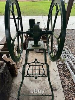 Antique Elgin National Coffee Mill Grinder Floor Model Green Powder Coated