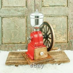 Antique Elma Spanish Cast-Iron Coffee Grinder Mill Koffiemolen Moulin Cafe Red
