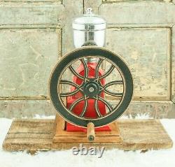 Antique Elma Spanish Cast-Iron Coffee Grinder Mill Koffiemolen Moulin Cafe Red