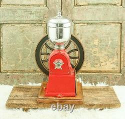 Antique Elma Spanish Cast-Iron Coffee Grinder Mill Koffiemolen Moulin Cafe Red