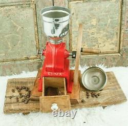 Antique Elma Spanish Cast-Iron Coffee Grinder Mill Koffiemolen Moulin Cafe Red