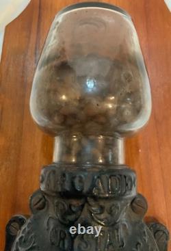 Antique Embossed Arcade Crystal No. 3 Cast Iron Coffee Grinder