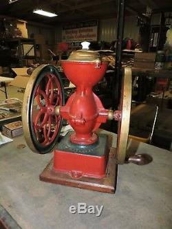 Antique Enterprise 10 1/2 Cast Iron Coffee Grinder, 1898, Dual Wheel (VBEX)