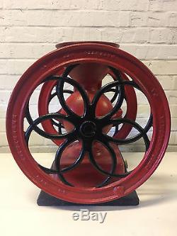 Antique Enterprise 1873 Patent Red & Black Painted Cast Iron Coffee Grinder