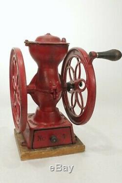 Antique Enterprise #2 Cast Iron Double Wheel Coffee Mill Grinder Original c. 1875