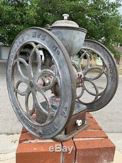 Antique Enterprise Coffee Grinder MASSIVE 19.5 Wheels Rustic WORKS GREAT