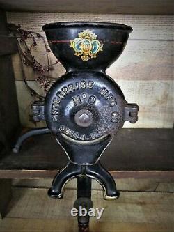 Antique Enterprise Coffee Mill Grinder No. 0 Philadelphia U. S. A Table Mount