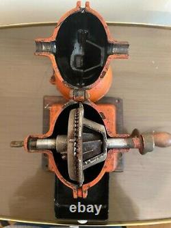 Antique Enterprise Mfg. Co. 1873 Orange Cast Iron Coffee Grinder