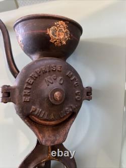 Antique Enterprise No. 0 Table Mount Cast Iron Coffee Grinder Original Paint