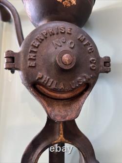 Antique Enterprise No. 0 Table Mount Cast Iron Coffee Grinder Original Paint