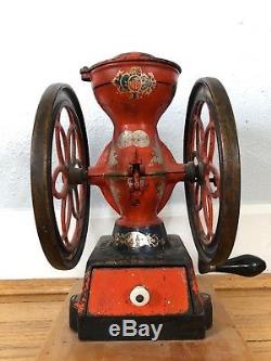 Antique Enterprise Phila. No. 2 Coffee Grinder Mill with 8 3/4 Wheels Orig. Paint