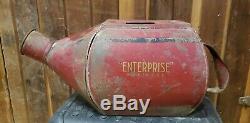 Antique Enterprise Red Metal Coffee Hopper for Grinder Made in USA