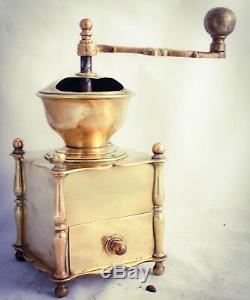 Antique European Brass Coffee Grinder Mill Moulin cafe Molinillo Kaffeemuehle