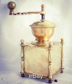 Antique European Brass Coffee Grinder Mill Moulin cafe Molinillo Kaffeemuehle