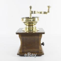 Antique European large wooden box Coffee Grinder Hand crank table coffee mill