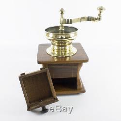 Antique European large wooden box Coffee Grinder Hand crank table coffee mill