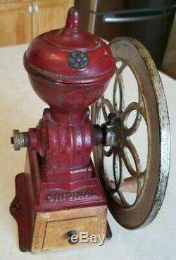 Antique Flywheel Cast Iron JMF Coffee Grinder Mill Made In Spain Jose Mas Front