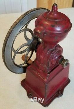 Antique Flywheel Cast Iron JMF Coffee Grinder Mill Made In Spain Jose Mas Front