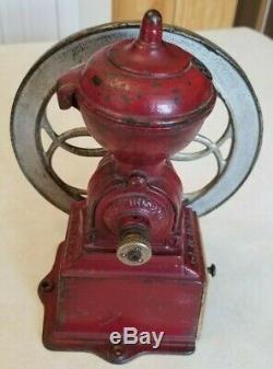 Antique Flywheel Cast Iron JMF Coffee Grinder Mill Made In Spain Jose Mas Front
