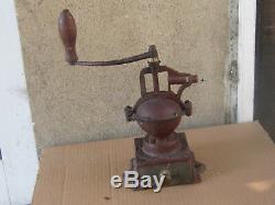 Antique French Cast Iron Big Coffee Grinder Peugeot Freres model a00 1900s
